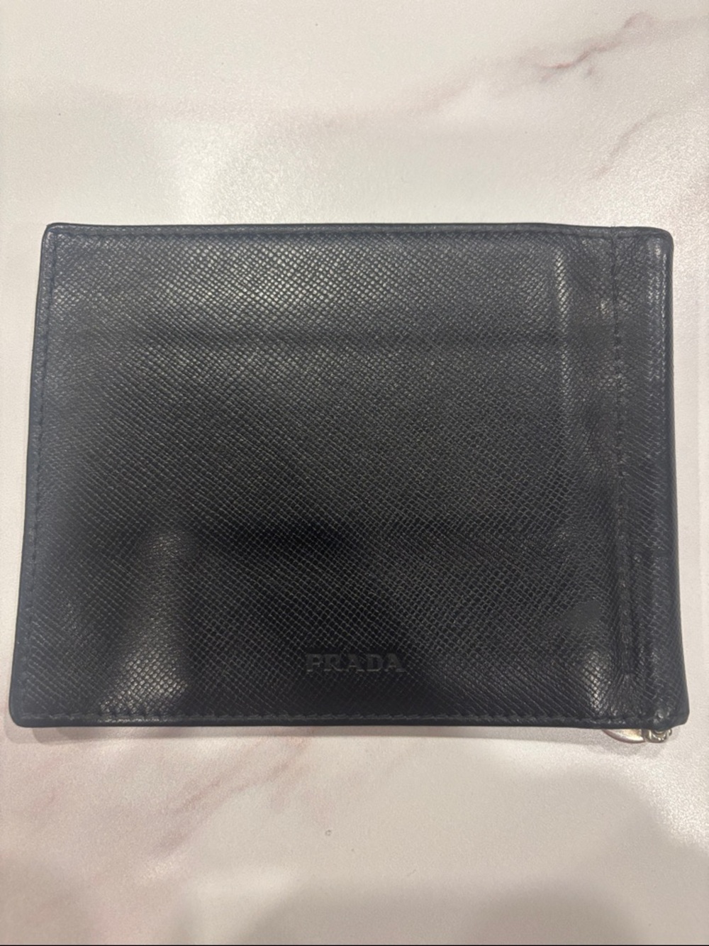 Prada Black Saffiano Leather Bi-Fold Card & Key Holder